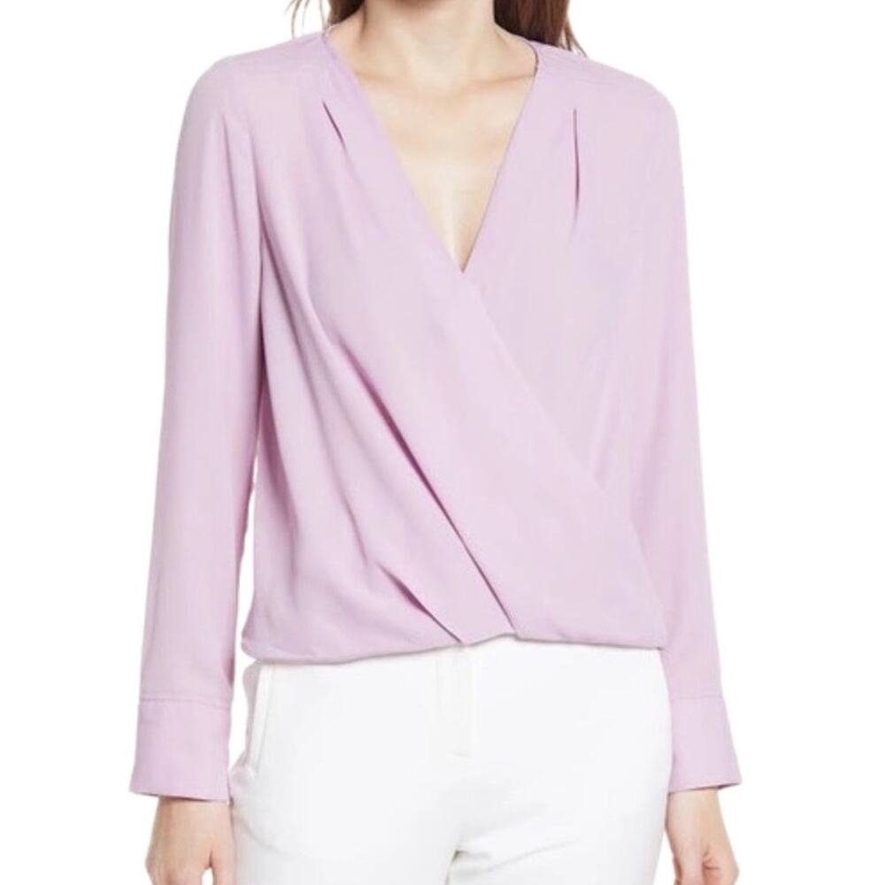 Halogen Cross Front Blouse In Purple Herb Size Medium
